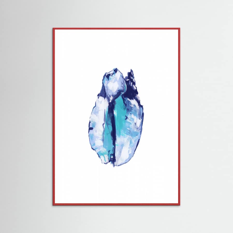 Blue Seashell On White Background No5 Poster – Poster und Kunstdruck