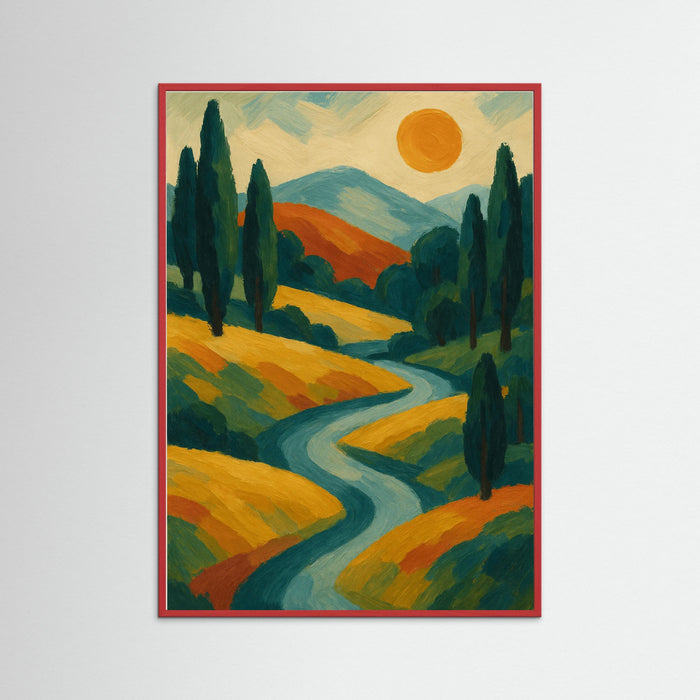 Red Wood Bold Floral Abstract