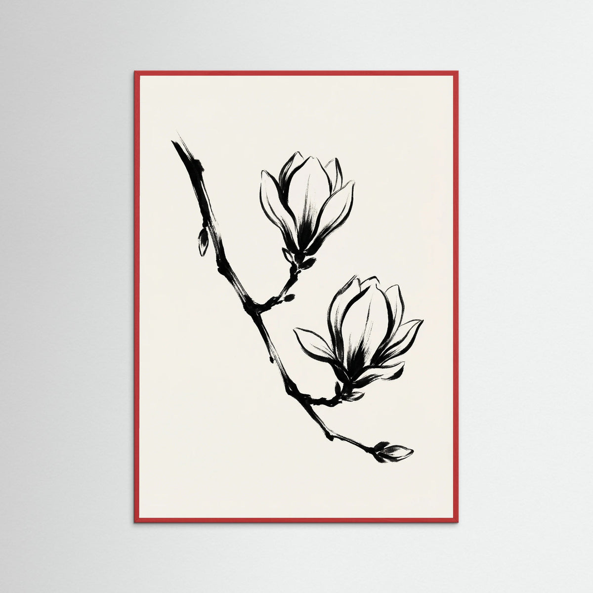 Red Wood Brushstroke Blooms