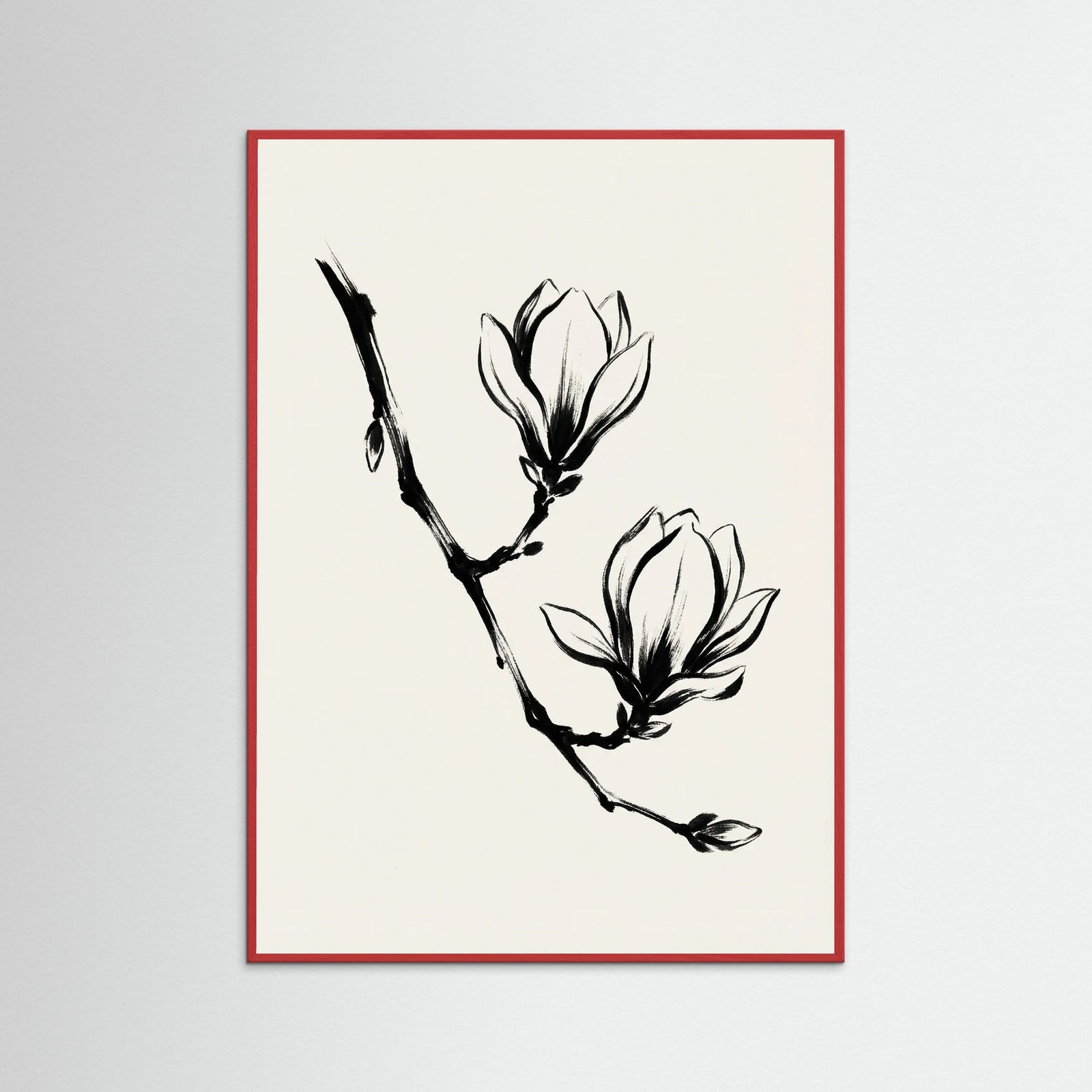Red Wood Brushstroke Blooms