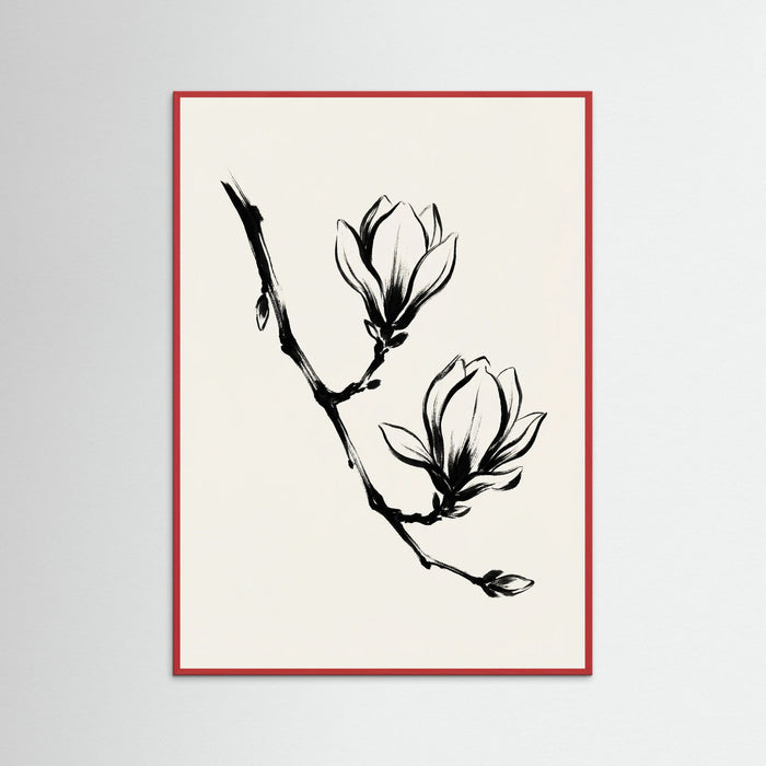 Red Wood Brushstroke Blooms