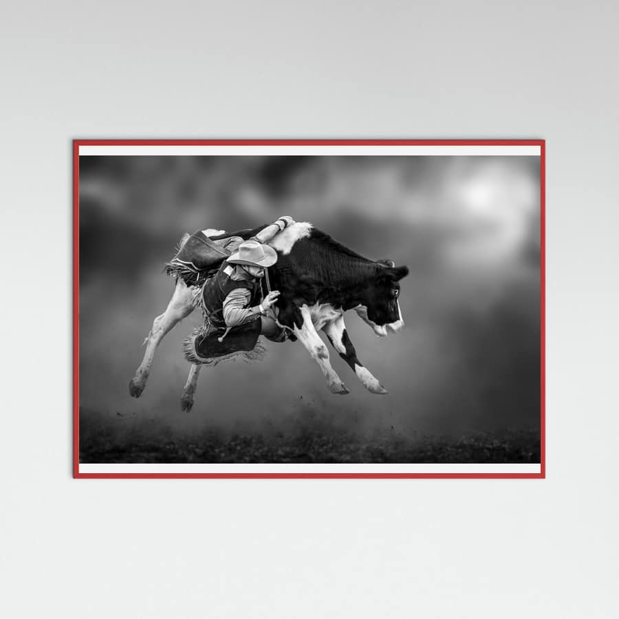 Red Wood Bucking Calf Ride Poster