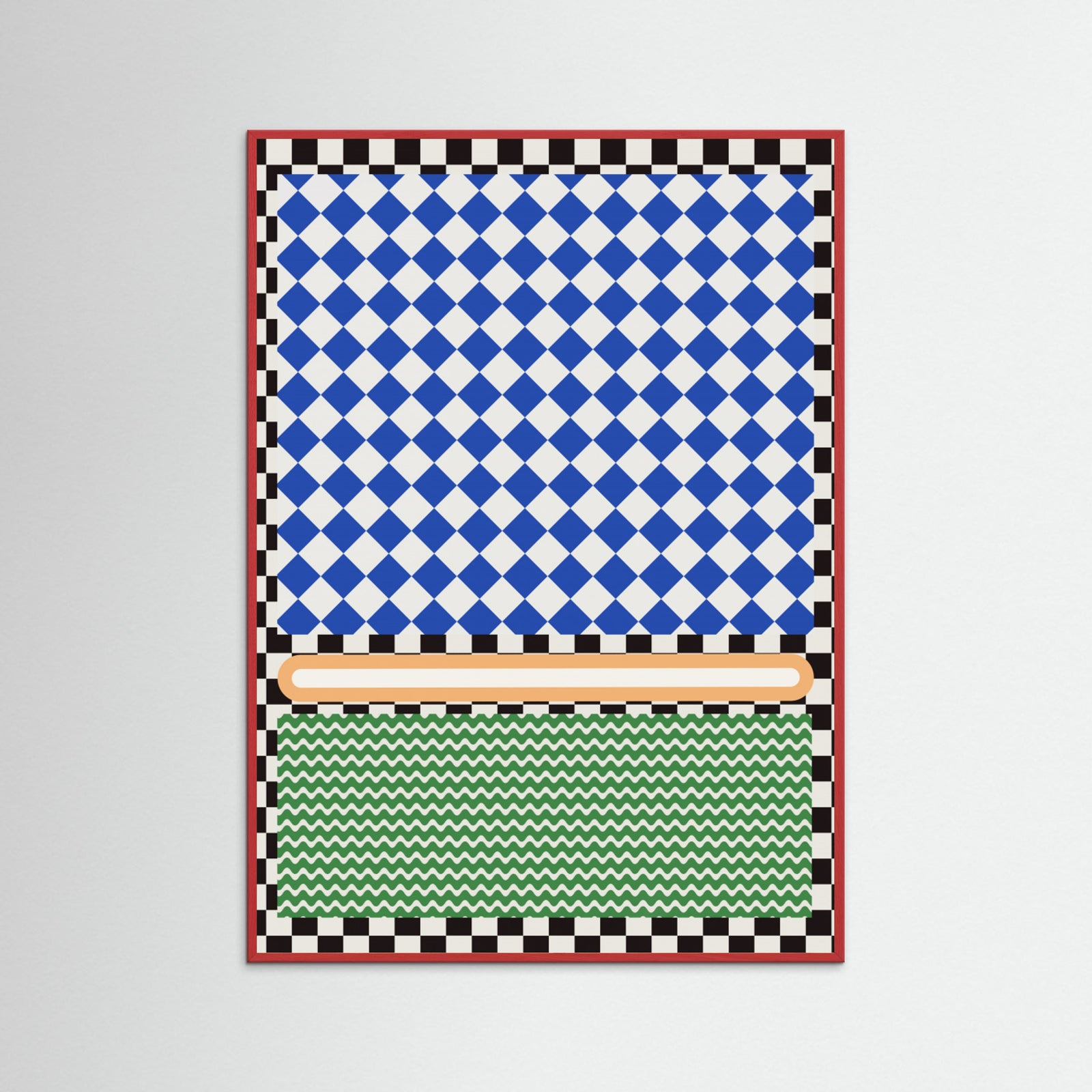 Red Wood Checkered Rothko Inspiration Poster