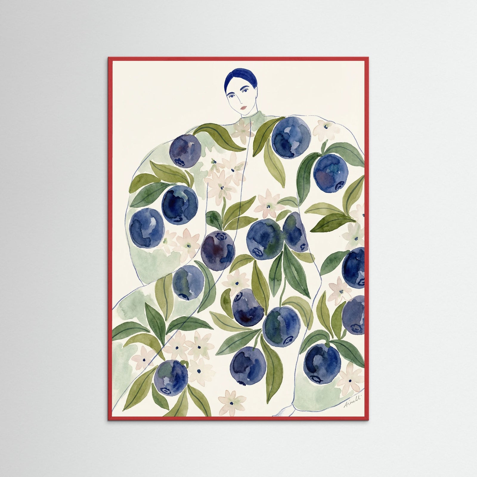 Red Wood Citrus Kimono Elegance