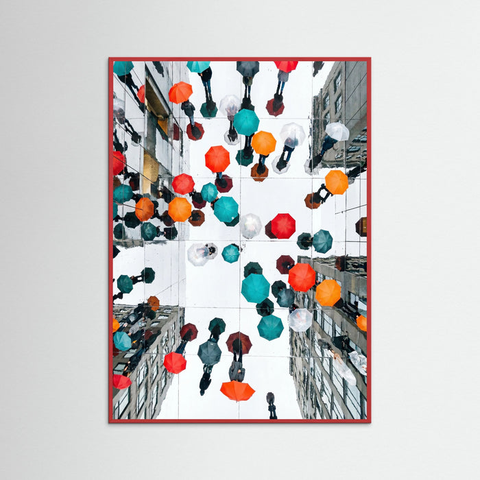 Red Wood Colorful Rain Promenade