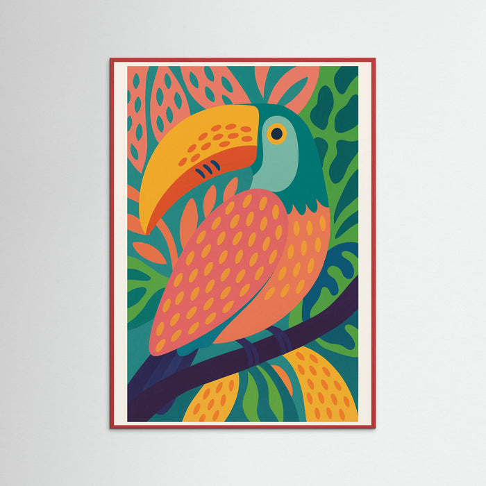 Red Wood Colorful Toucan