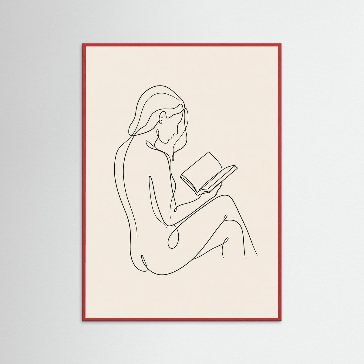 Red Wood Contemplative Line Portrait