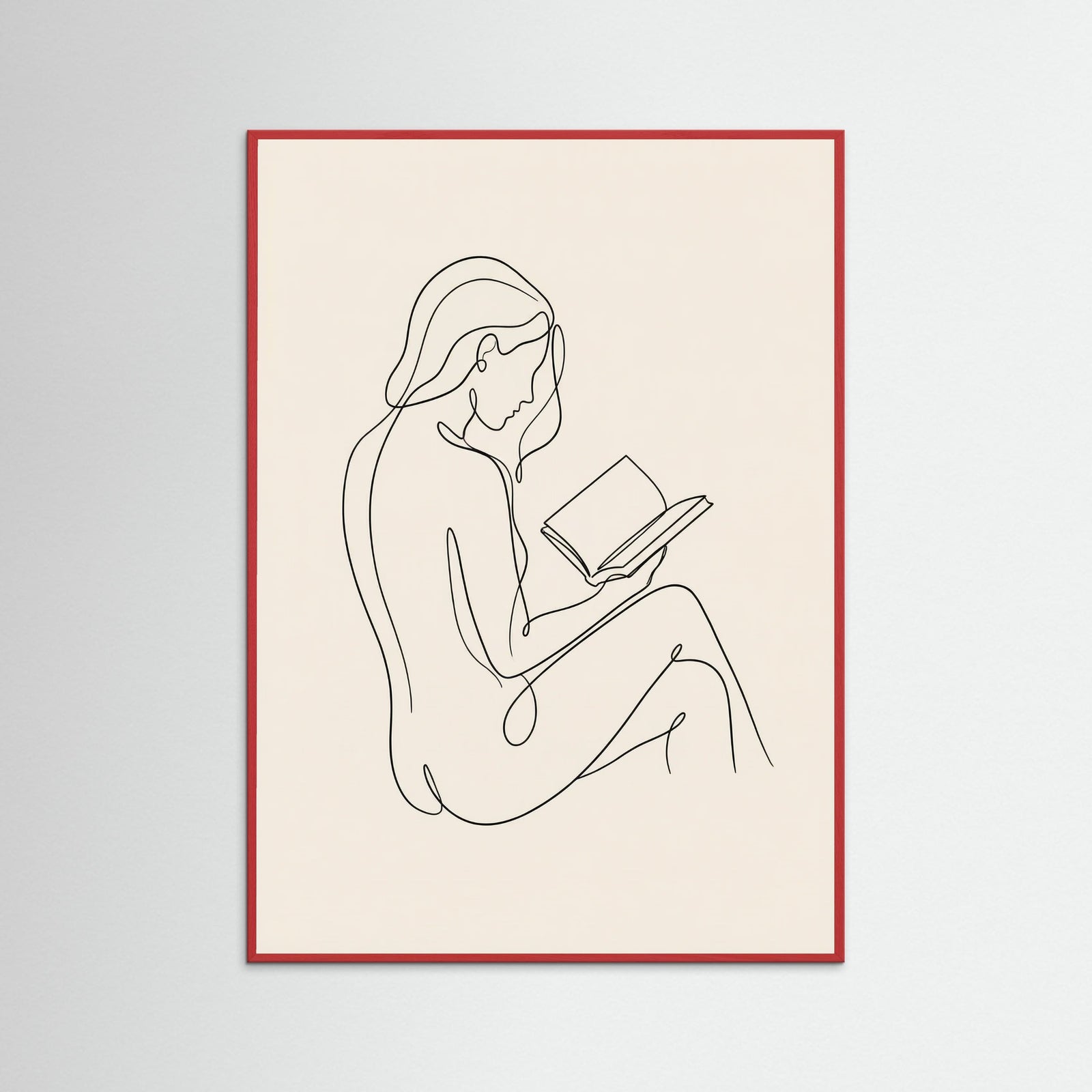 Red Wood Contemplative Line Portrait
