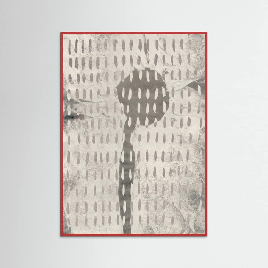 Red Wood Contemporary Abstract In White and Grey Poster