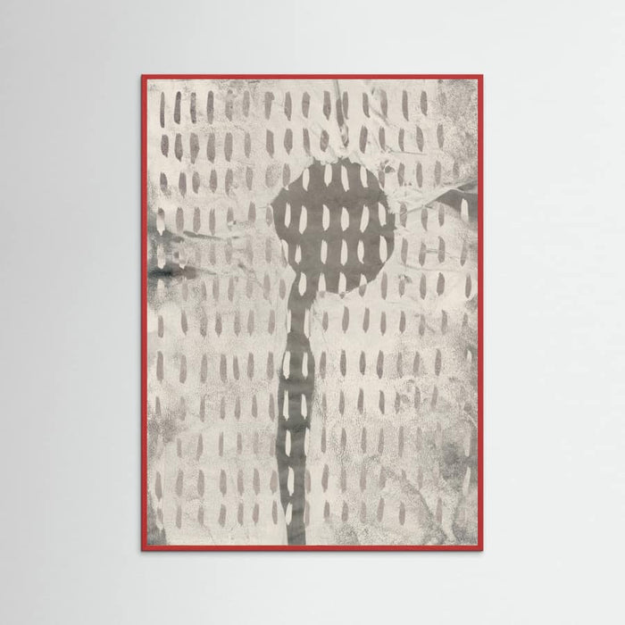 Red Wood Contemporary Abstract In White and Grey Poster