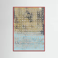 Red Wood Contemporary Abstract In Yellow, Taupe, Light Blue Poster