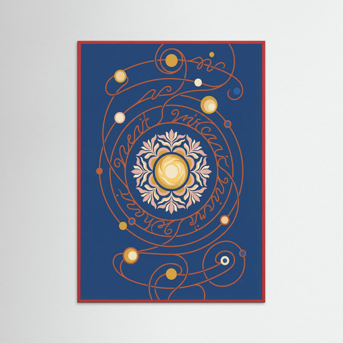 Red Wood Cosmic Floral Script