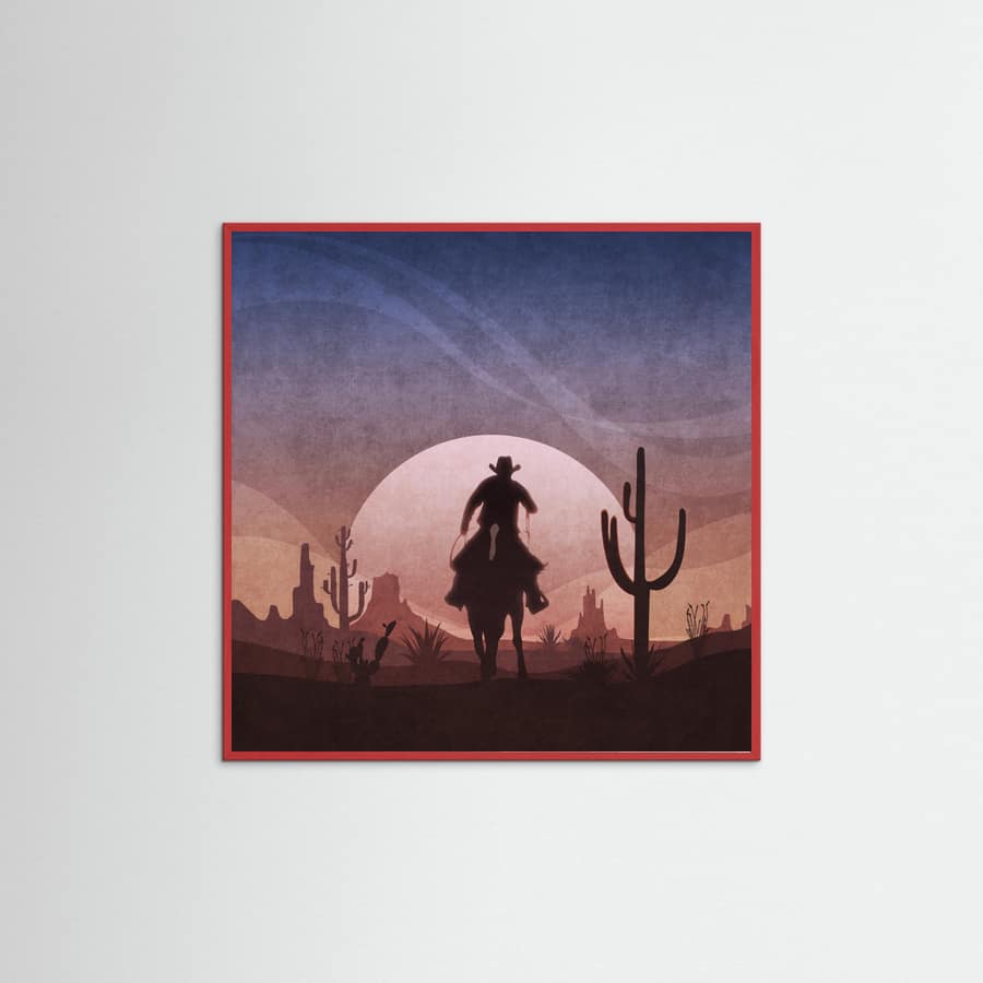 Red Wood Cowboy Sunset Poster