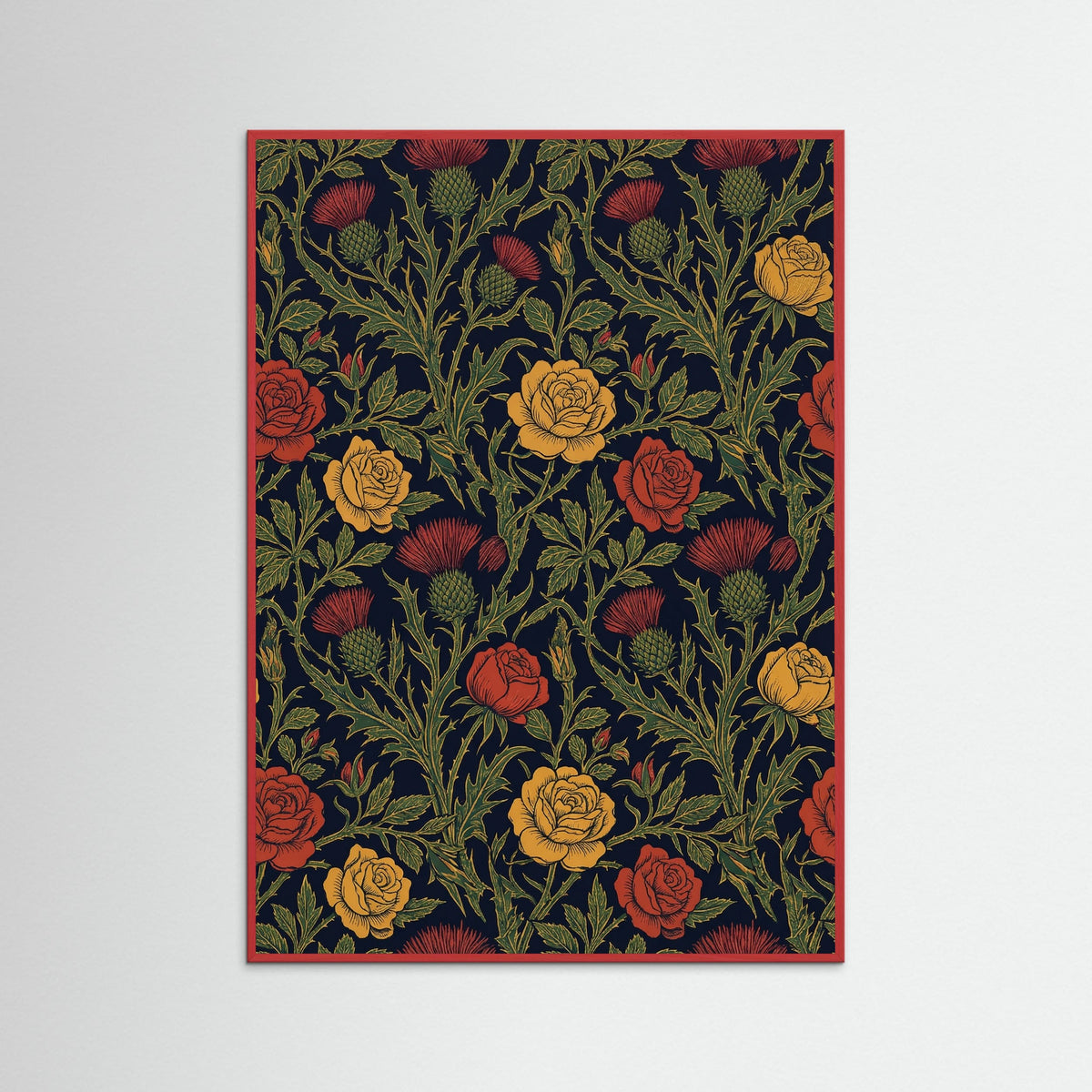 Red Wood Crimson Floral Tapestry