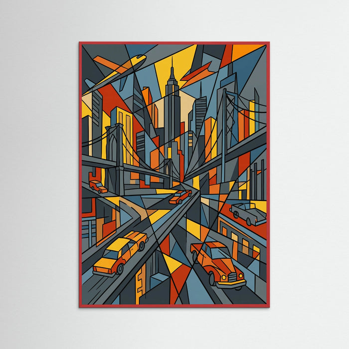 Red Wood Cubist Contemplation