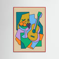 Red Wood Cubist Figure Study
