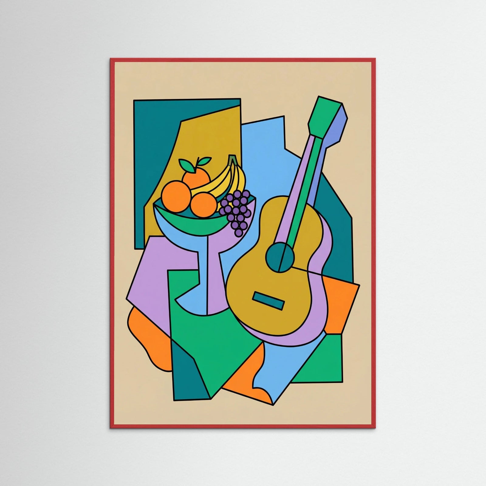 Red Wood Cubist Figure Study