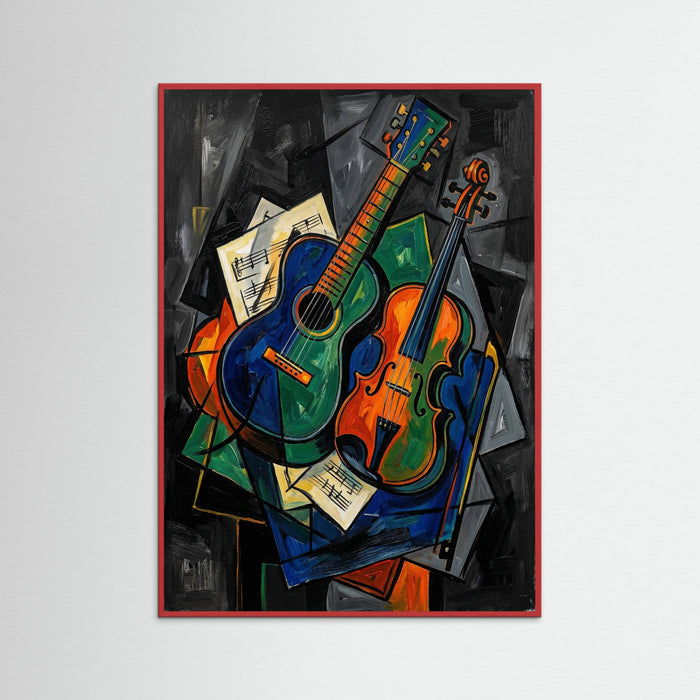 Red Wood Cubist Seated Woman