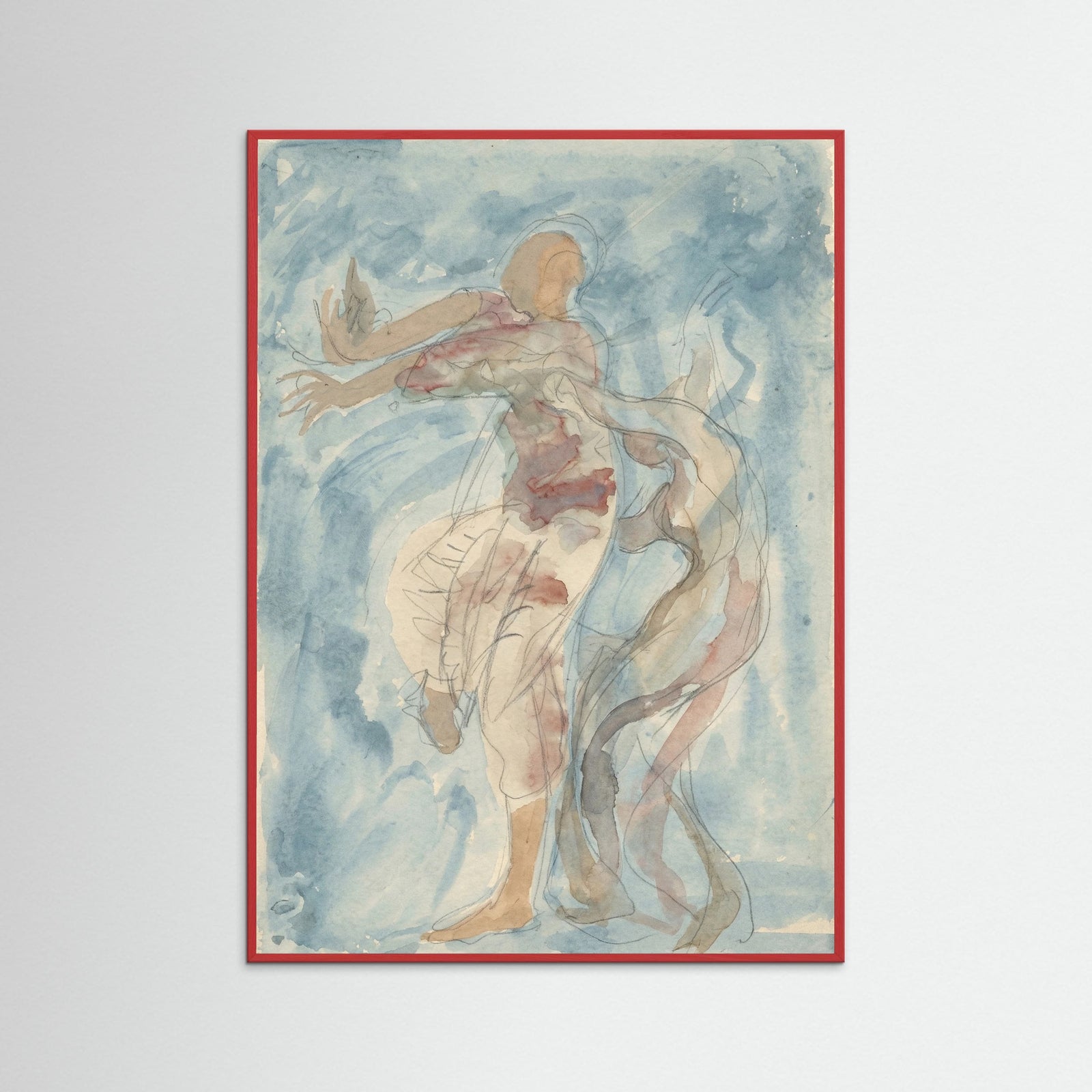 Red Wood Dancing Figure Study