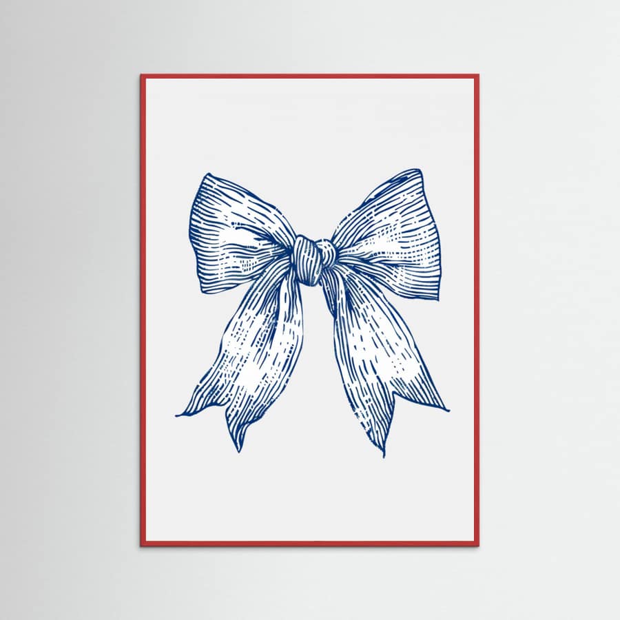 Affiche Dark Blue Coastal Striped Bow – affiche et impression d’art