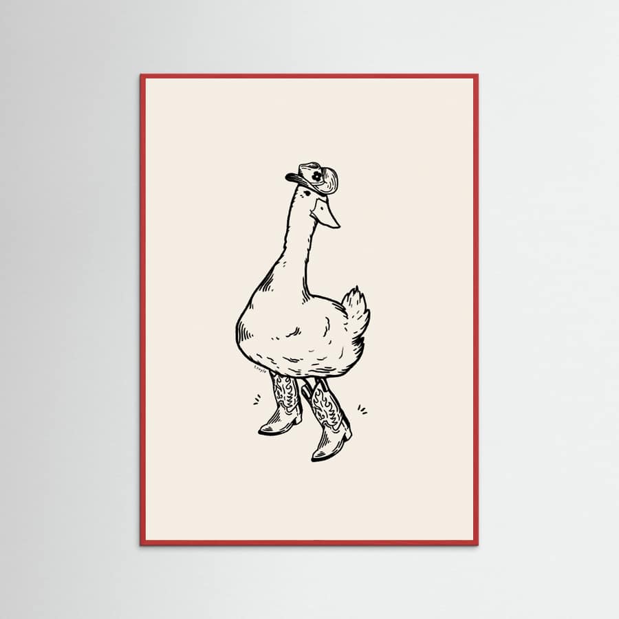Red Wood Duck wearing Western Boots Poster