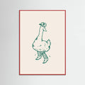 Red Wood Duck wearing Western Boots in green Poster
