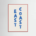 East Coast Vertical Text Bold Blue Poster – plakat og kunsttryk