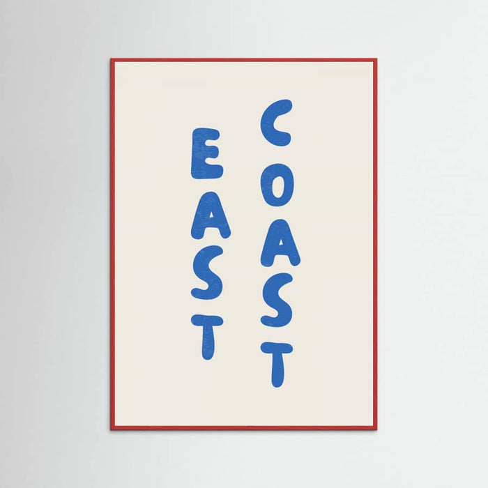 East Coast Vertical Text Bold Blue Poster – plakat og kunsttryk