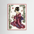 Red Wood Elegant Fan Dance