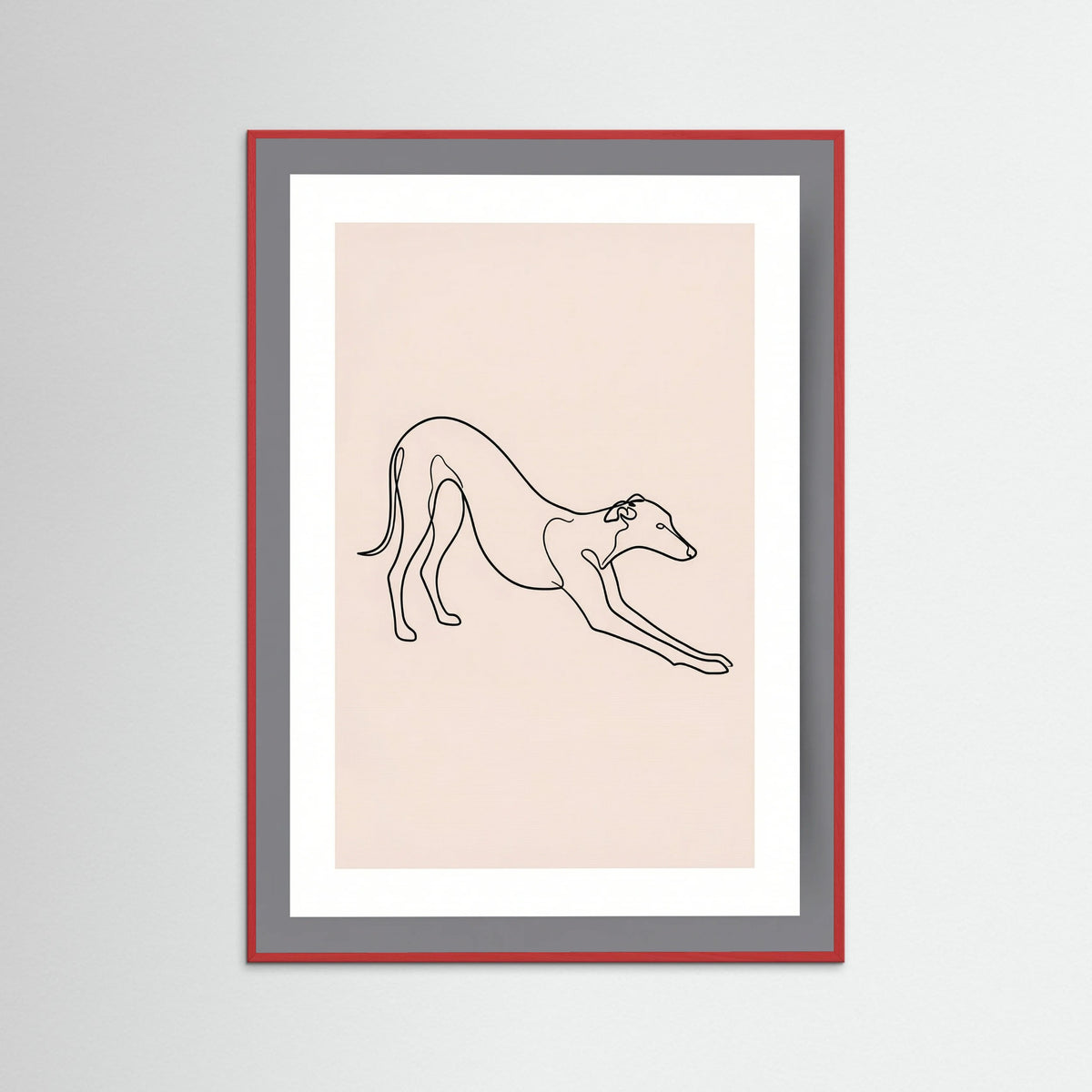 Red Wood Elegant Feline Sketch