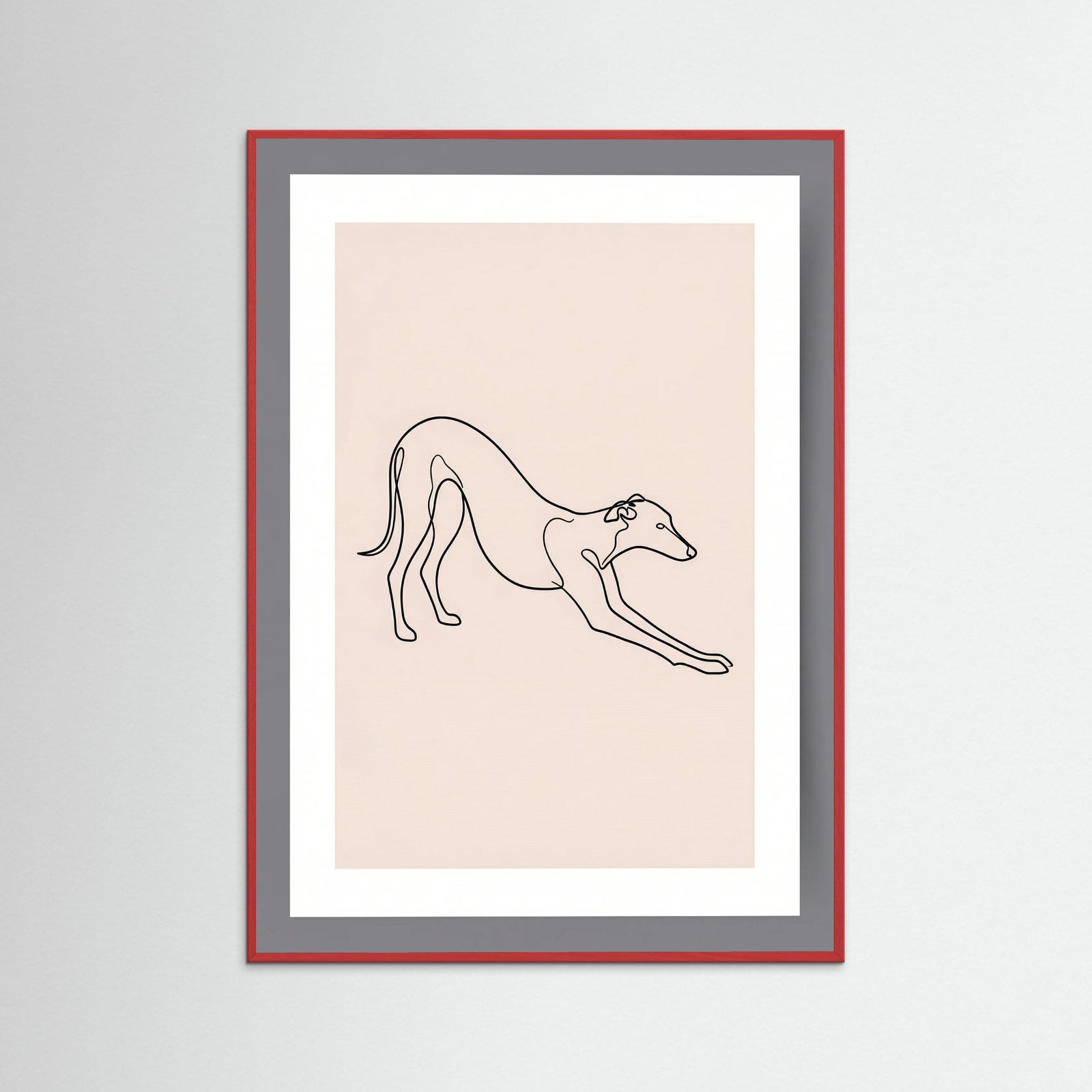 Red Wood Elegant Feline Sketch