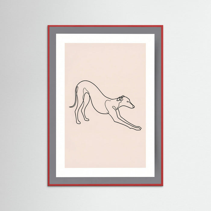 Red Wood Elegant Feline Sketch