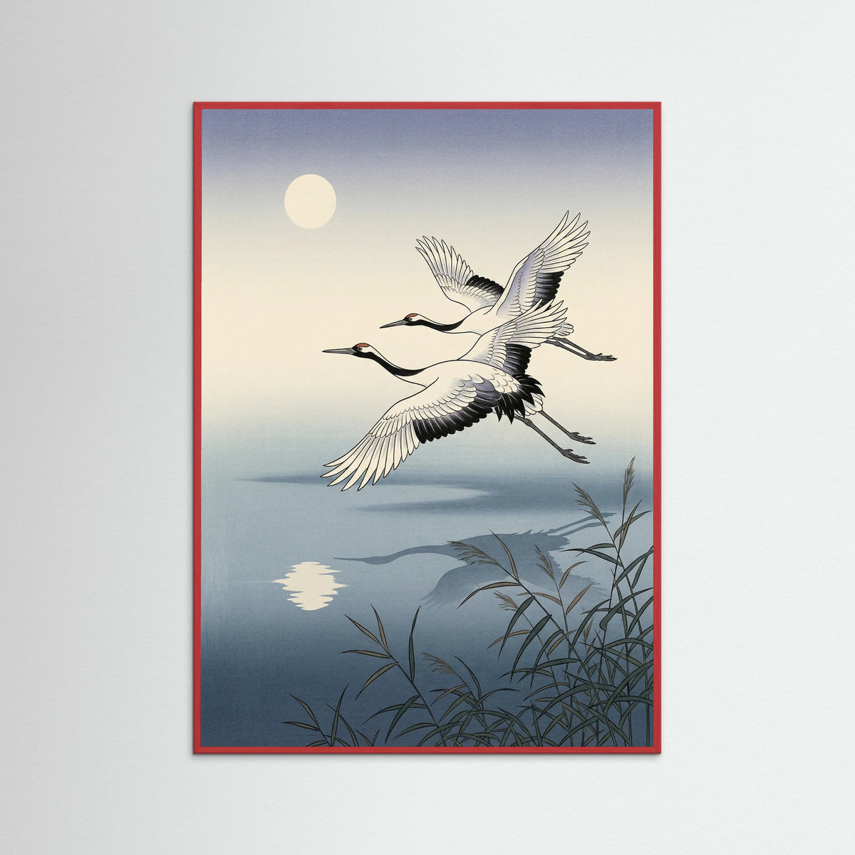 Red Wood Elegant Peacocks Perched