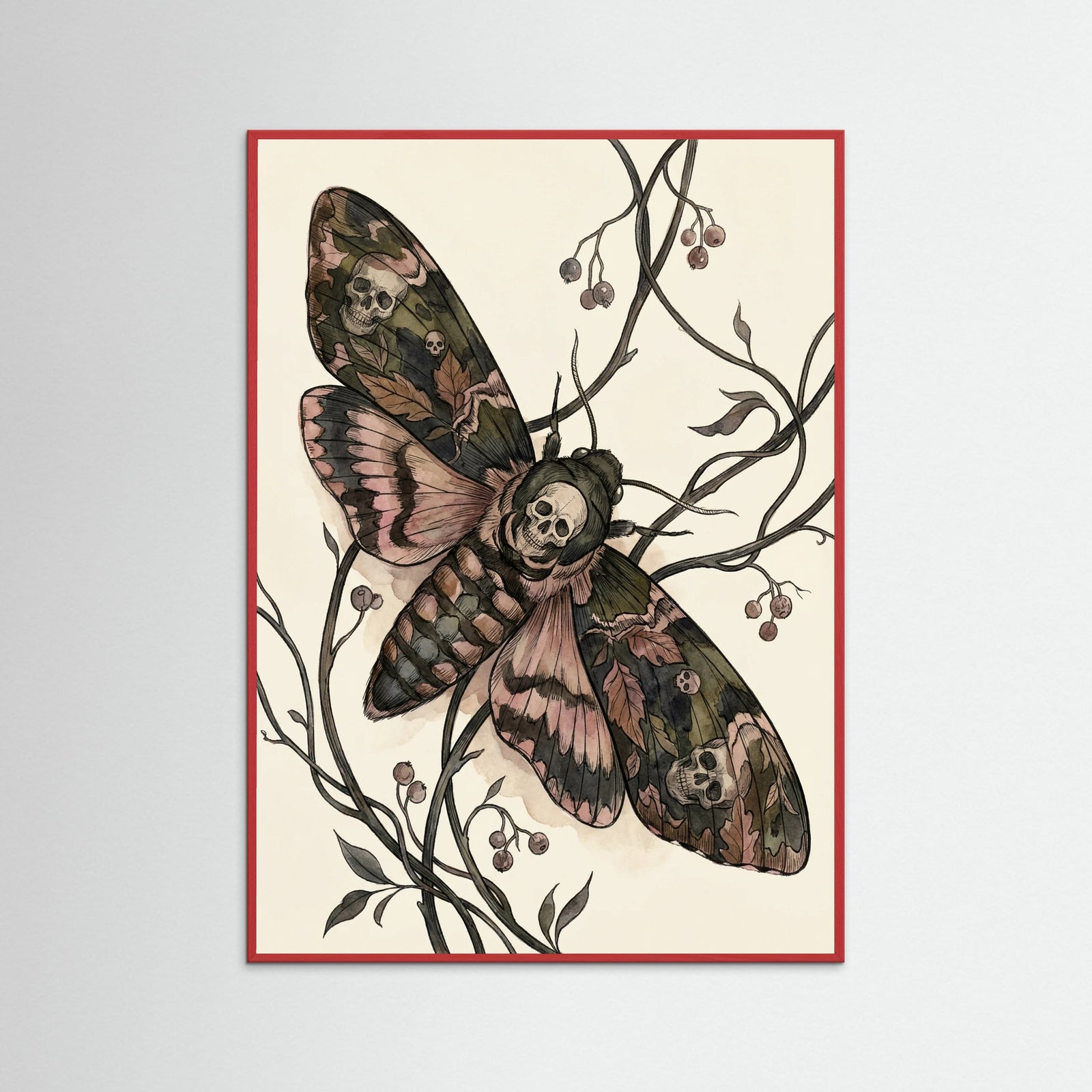 Red Wood Elegant Silk Moth