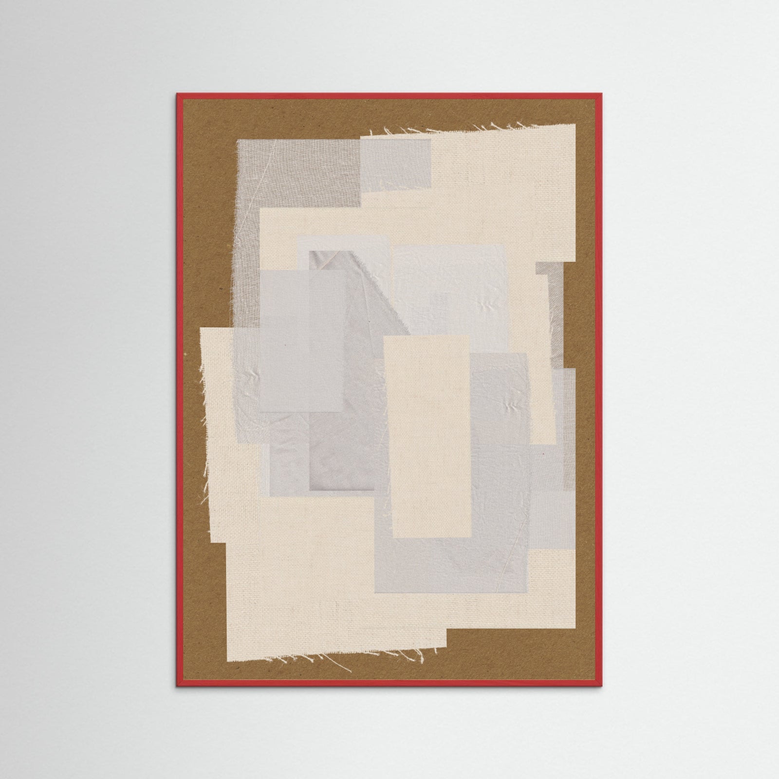 Red Wood Fabric Pattern Collage No.6 Poster