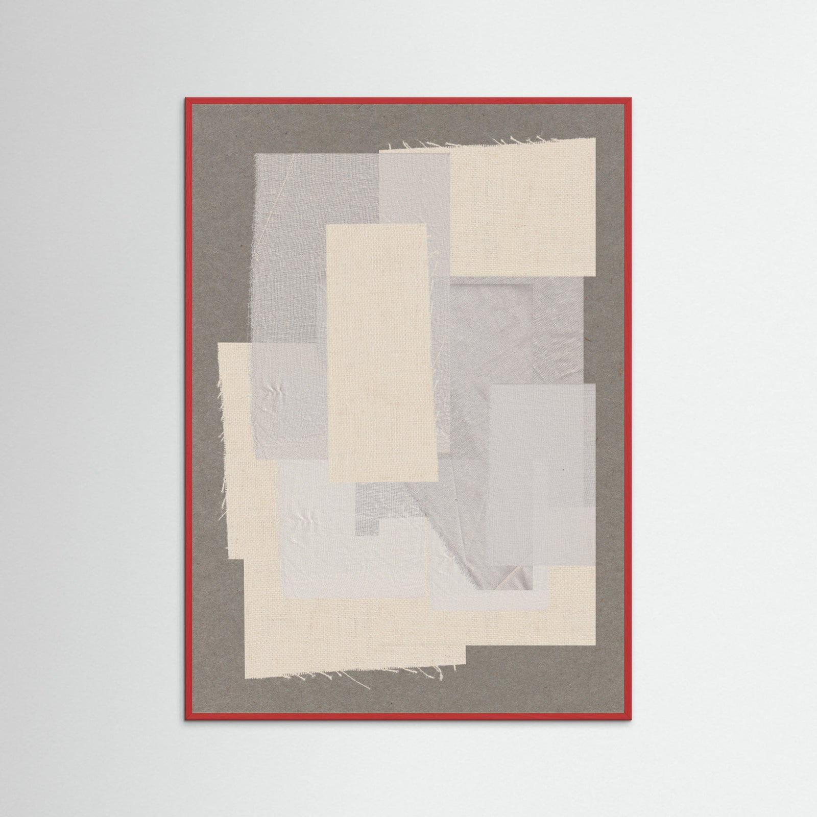 Red Wood Fabric Pattern Collage No.7 Poster