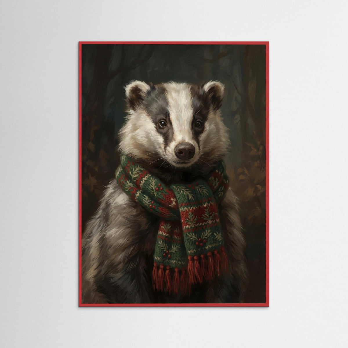 Red Wood Festive Fowl Portrait