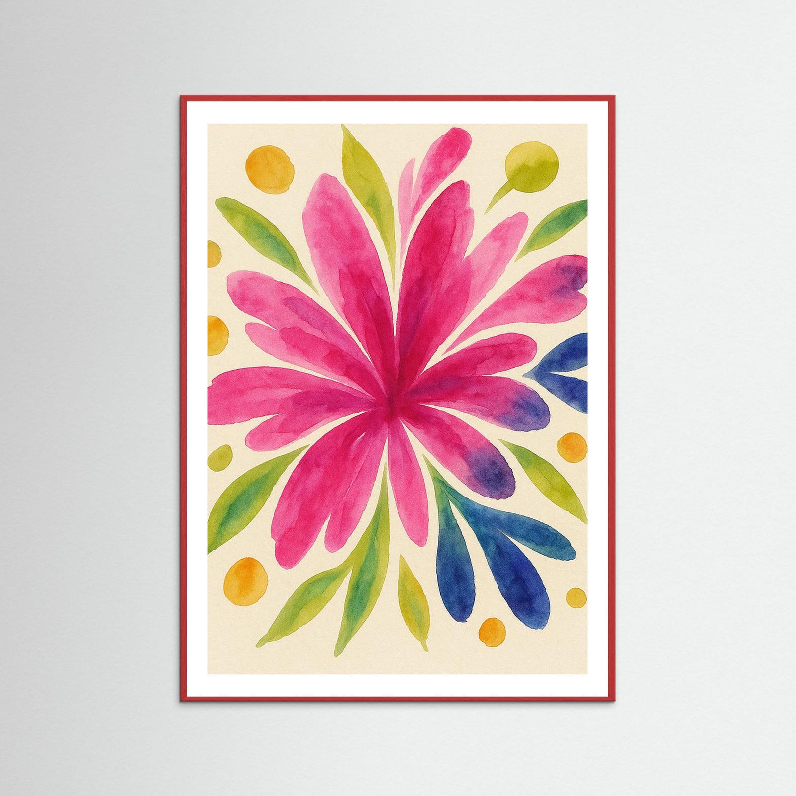 Red Wood Floral Burst