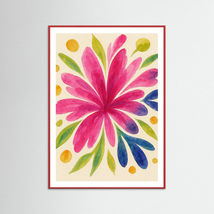 Red Wood Floral Burst