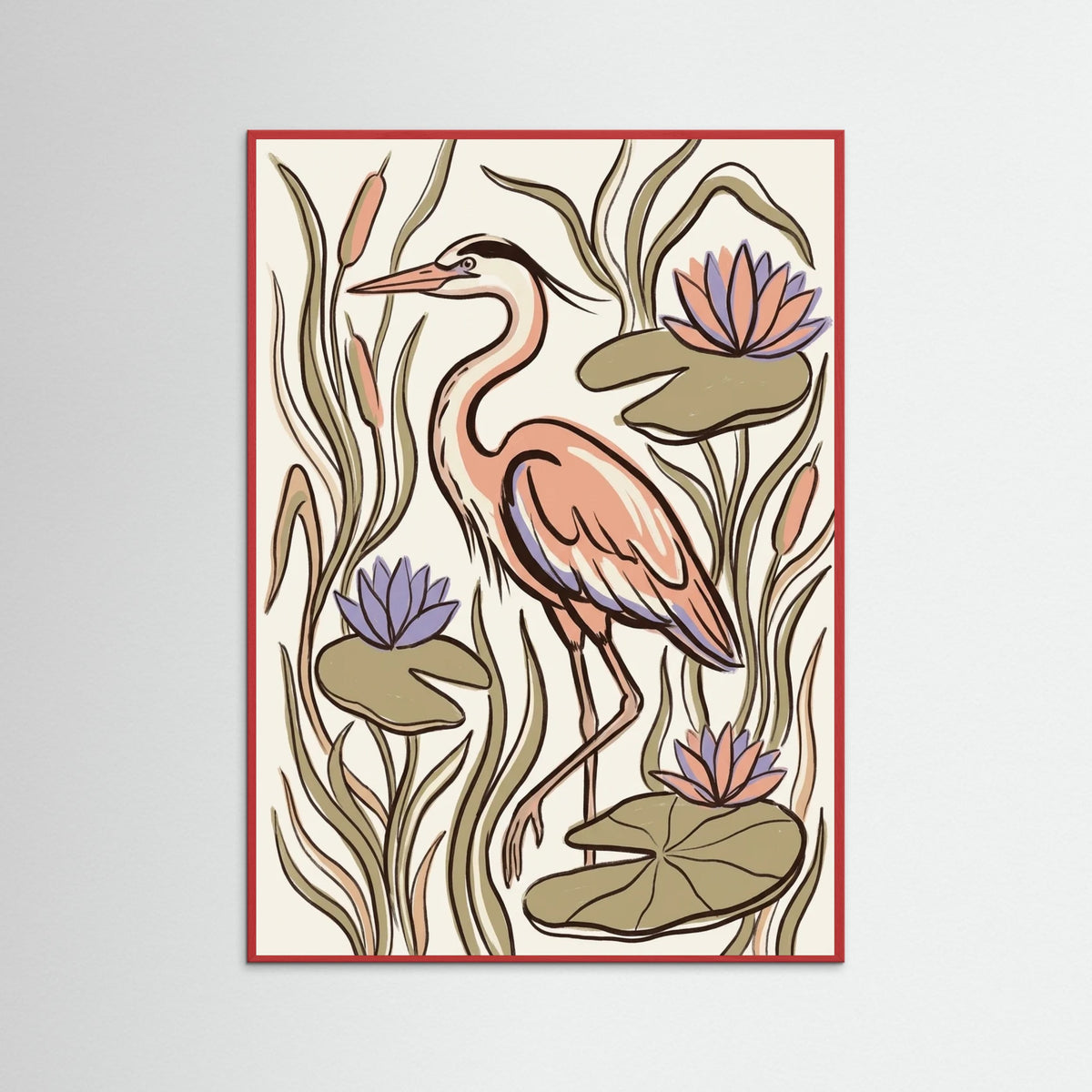 Red Wood Floral Embrace