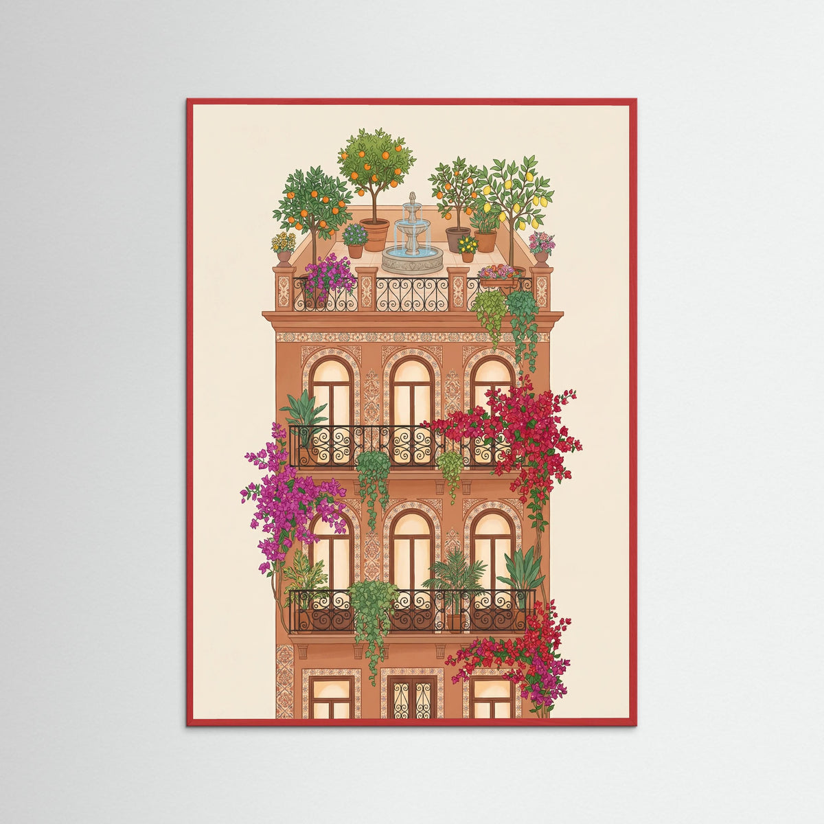 Red Wood Floral House Facades