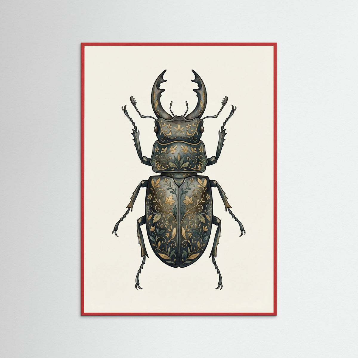 Red Wood Floral Moth Specimen