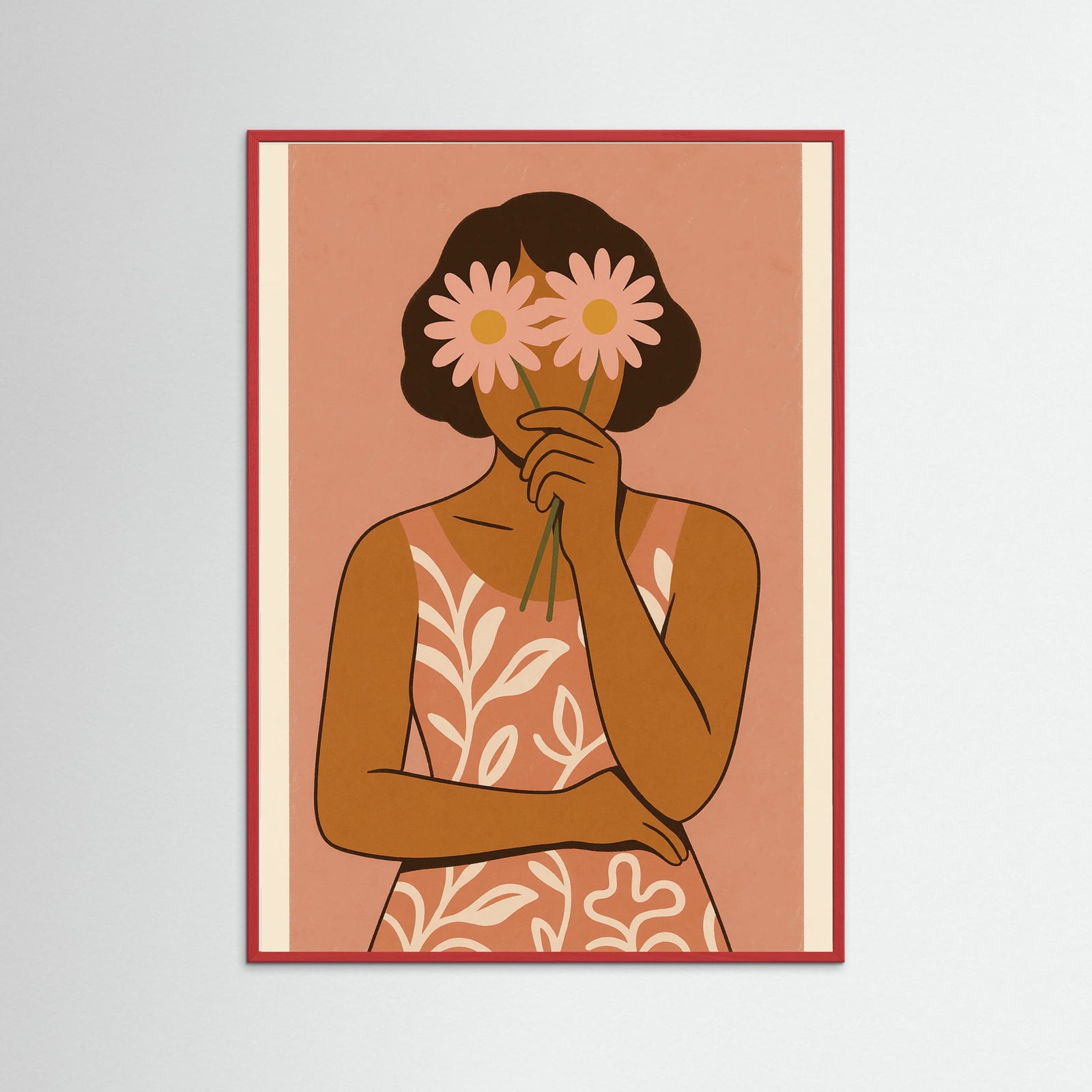 Red Wood Floral Portrait