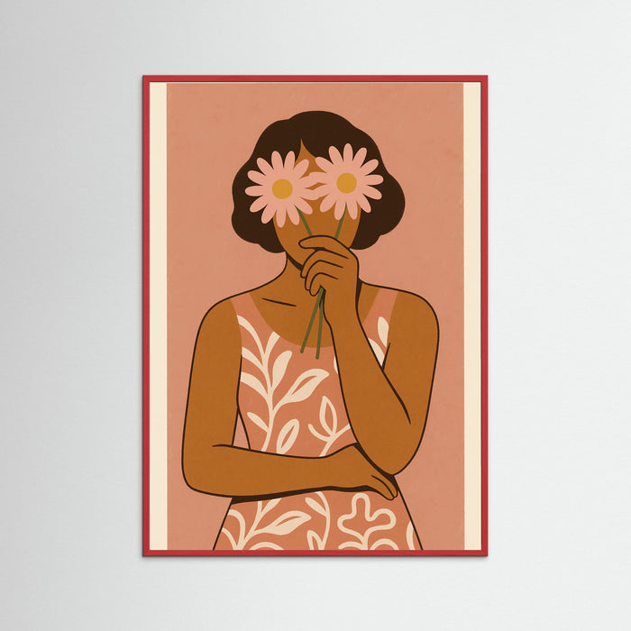 Red Wood Floral Portrait