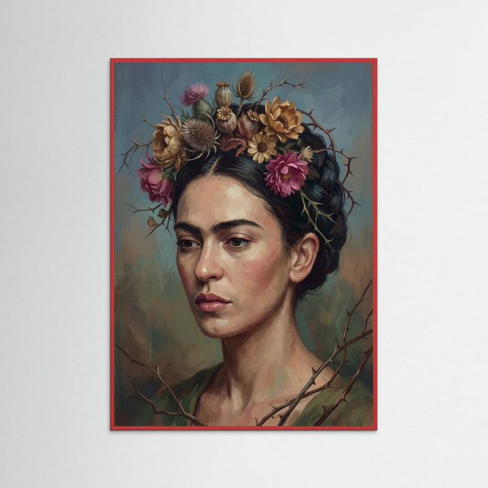 Red Wood Floral Self Portrait