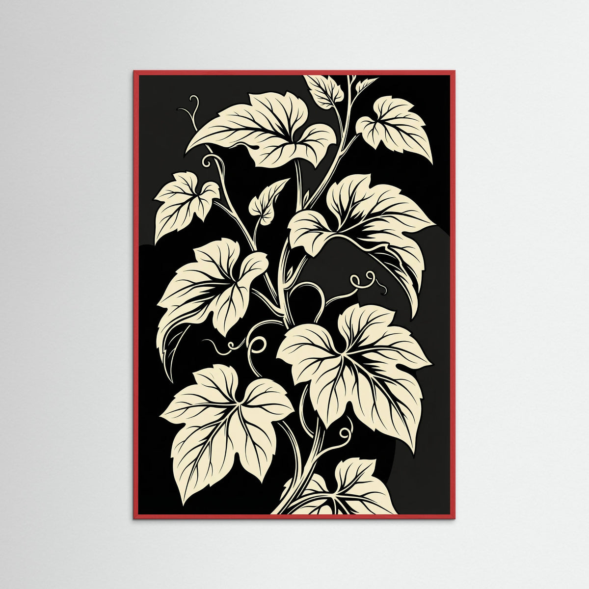 Red Wood Floral Silhouette