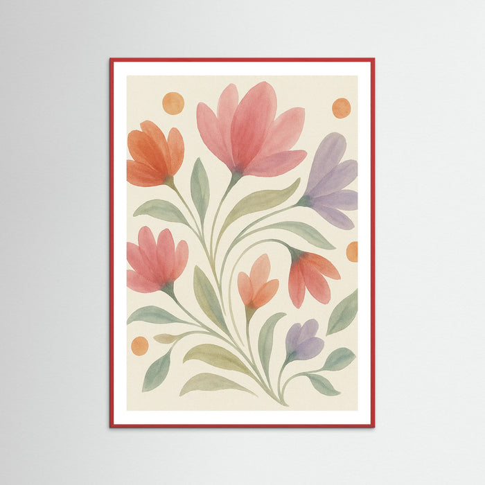 Red Wood Floral Symphony