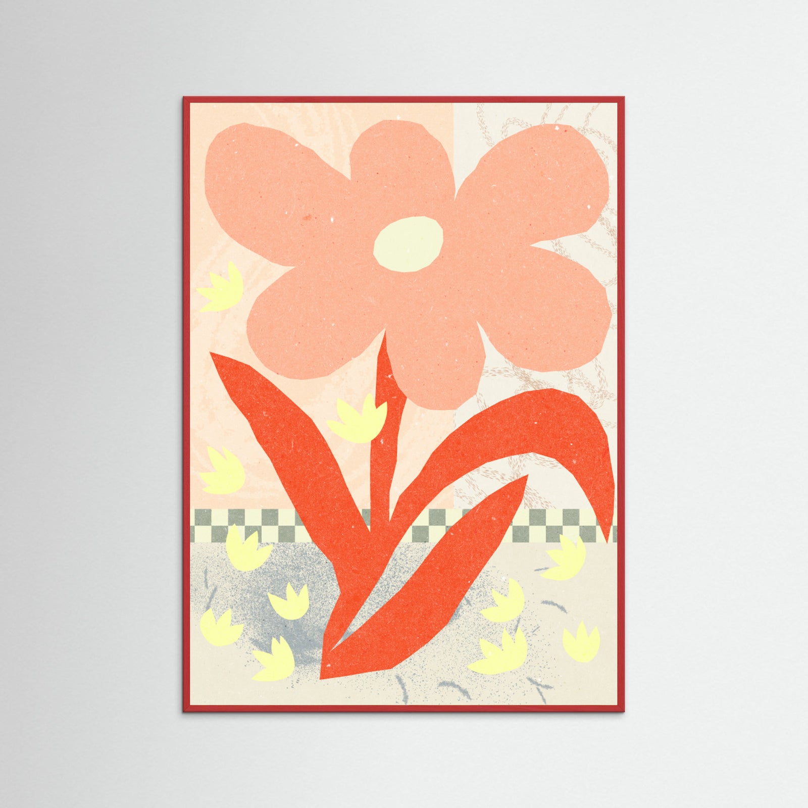 Red Wood Flowers Composition 1 Poster