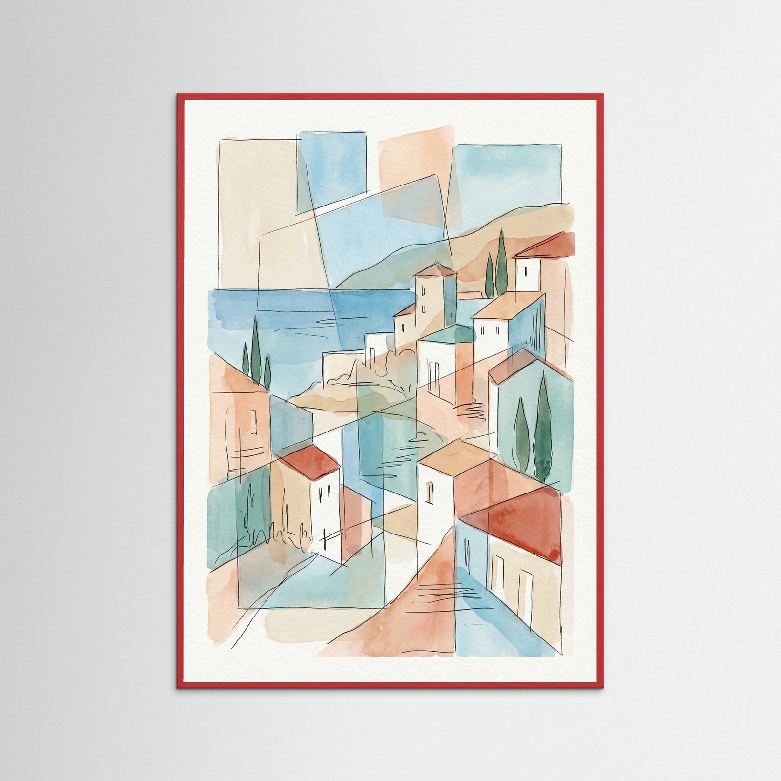 Red Wood Fragmented Mediterranean View