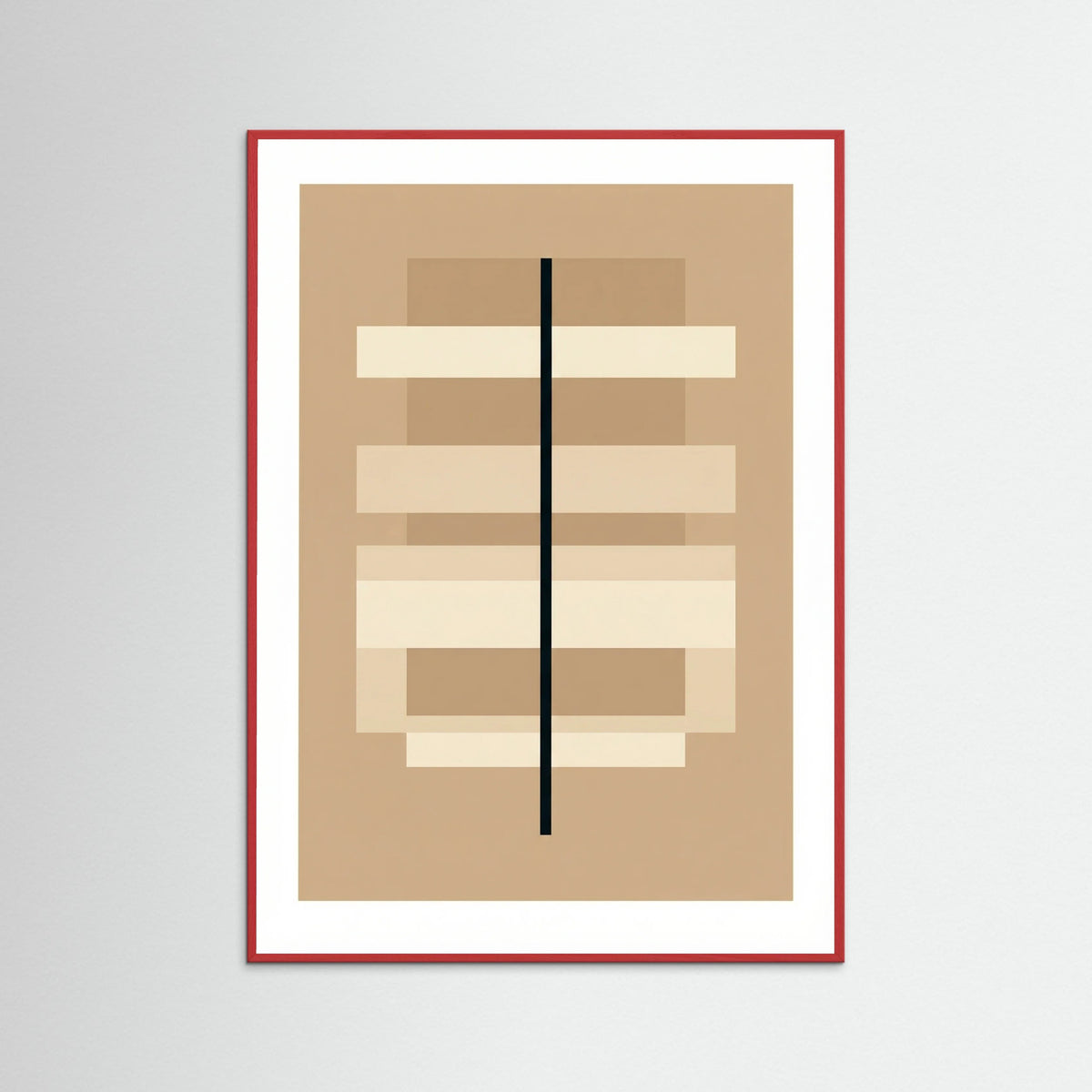 Red Wood Geometric Balance Beige